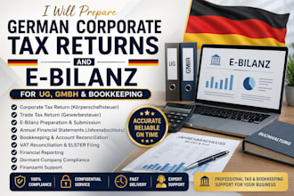 prepare german corporate tax returns and e bilanz for ug, gmbh and bookkeeping