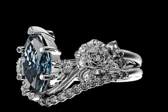 create 3d jewelry cad design for 3d printing and rendering
