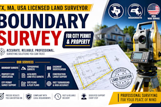 do tx ma USA licensed land surveyor boundary survey for city permit and property