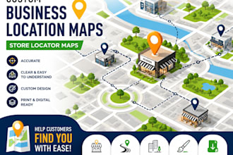 design custom business location maps, store locator maps and map illustrations