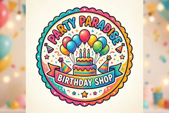 design a fun and colorful birthday shop logo for your business