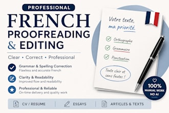 correct grammar, spelling and improve your french writing