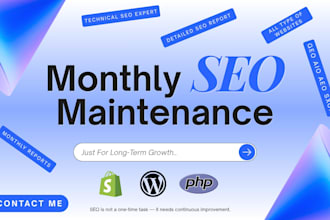 provide monthly SEO maintenance for wordpress, shopify, and custom websites