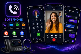 develop and design softphone app, volp app, esim website, livestreaming app, sms