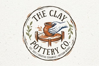 design a creative clay and pottery logo for your brand
