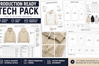 create factory ready tech pack for clothing manufacturing