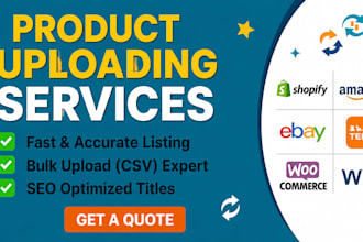 do product upload and listing for temu, shopify, and ebay