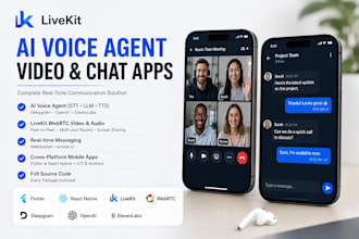 build a livekit webrtc ai voice agent, video call and mobile chat app