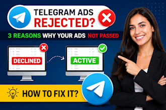 do telegram promotion, setup telegram ads, fix decline ads, fix telegram ads