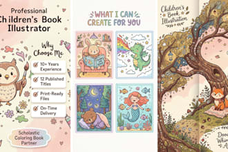 draw cute whimsical doodle art illustrations for children story books