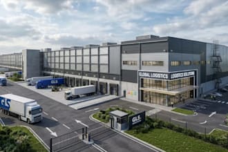 3d warehouses, factories , industrial space design visualized rendering