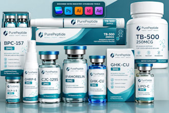 design peptide sarms supplement, vial, spray cosmetic label and packaging design