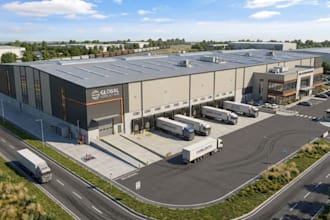 3d industrial building, warehouse and factory design