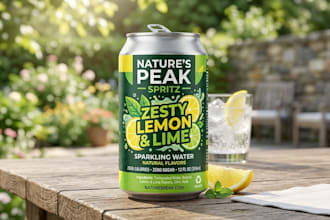 create premium energy drink label, bear can label with 3d