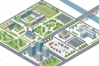 design 3d campus church mosque school hospital complex market office bridge maps
