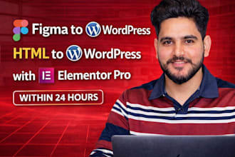 convert figma design to wordpress, HTML design to wordpress with elementor pro