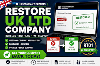restore uk ltd company reinstate dissolved uk limited company and file rt01 fast