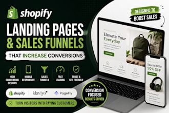 build shopify landing pages, sales funnel and product pages