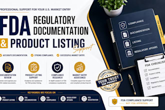 prepare fda regulatory documentation and fda product listing support