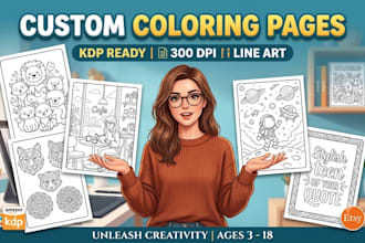 create custom coloring pages for kids and teens on amazon kdp and etsy