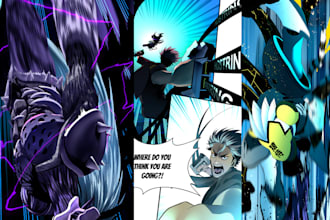 draw commercial platform level action webtoon illustrations
