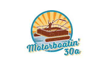 create pontoon rental company motor boatin logo