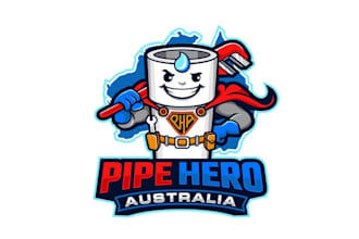 create an iconic logo for pipe hero pipe saving super brand