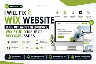 fix wix website bugs or layout, responsive, wix studio issue or seo cms issues
