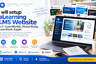 setup elearning lms website with learnworlds, masterstudy, learndash, kajabi