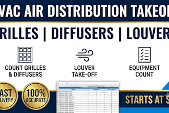 do hvac air distribution takeoff and count grilles registers diffusers