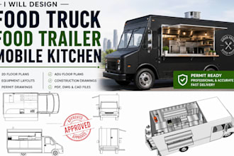 food truck design food trailer 2d floor plans mobile kitchen adu permit drawings