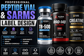 do peptide vial label, vial label design, sarms supplement, product label design