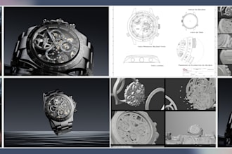 design manufacturing ready 3d watch cad model wristwatch and technical drawing