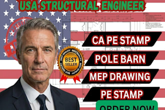 draw review and stamp as licensed civil and structural engineer in ca, tx, ny sc