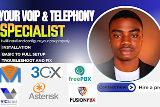 setup and configure freepbx, asterisk, 3cx, magnus billing, fusionpbx and twilio