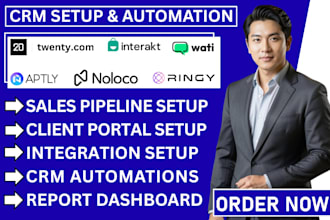 setup twenty CRM, aptly, interakt, wati, ringy and noloco crm