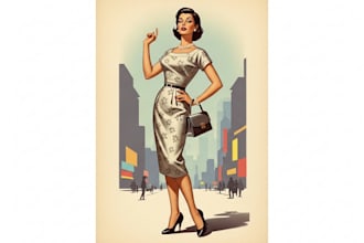 make illustration in distressed retro and pop art style