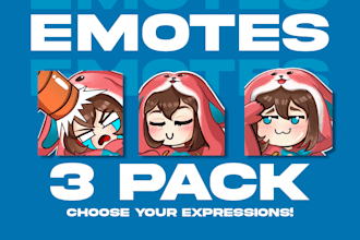 create 3 custom emotes for discord, twitch and livestreams