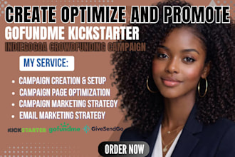 create optimize and promote gofundme kickstarter indiegogo crowdfunding campaign