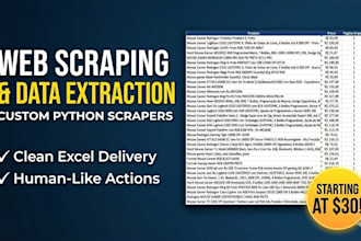 do web scraping, data extraction, and python web scraper