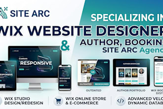 redesign wix website, author or booking wix website, wix studio
