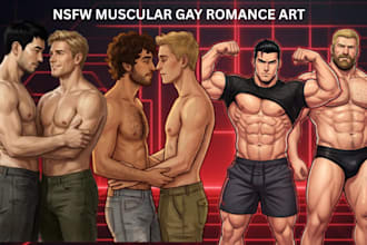 do spicy gay bara, yaoi fanart, nsfw fantasy lgbtq romance art, bl muscular men