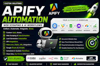 build apify web scraper, custom actor, API integration and data extraction