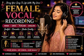 record female vocals sing bollywood hindi urdu punjabi and english songs