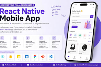 convert your figma design into a react native mobile app