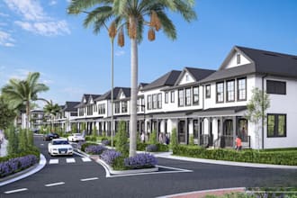do modern exterior rendering for villa, townhouse, condo or tiny house