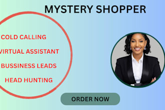 be your stery shopper, headhunting, virtual assistant,bussiness lead,headhunting