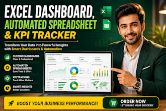 create excel dashboard, automated spreadsheet and KPI tracker
