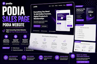 podia website design, podia sales page, online course website, digital product