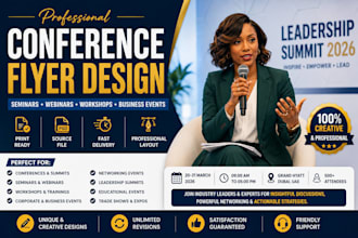 design business conference flyer, seminar flyer and webinar poster